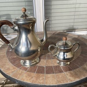 Royal Holland pewter coffee / tea pot with matching sugar bowl with lid used VGT